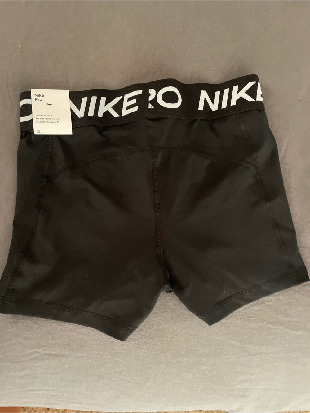 Nike Black Women's Pro Elastic-Waist Bike Shorts with White Swoosh - Picture 2 of 3
